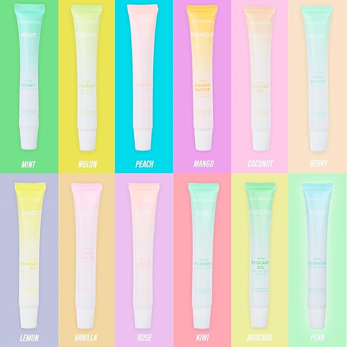 Expressions 12pc Lip Oil Set - Flavored Lip Oils Value Pack, Hydrating Lip Oils w/Squeeze Tube Application, Moisturizing Lip Oil Collection for Everyday Lip Care and Lip Repair (FRUITS)-VivaGrace Women