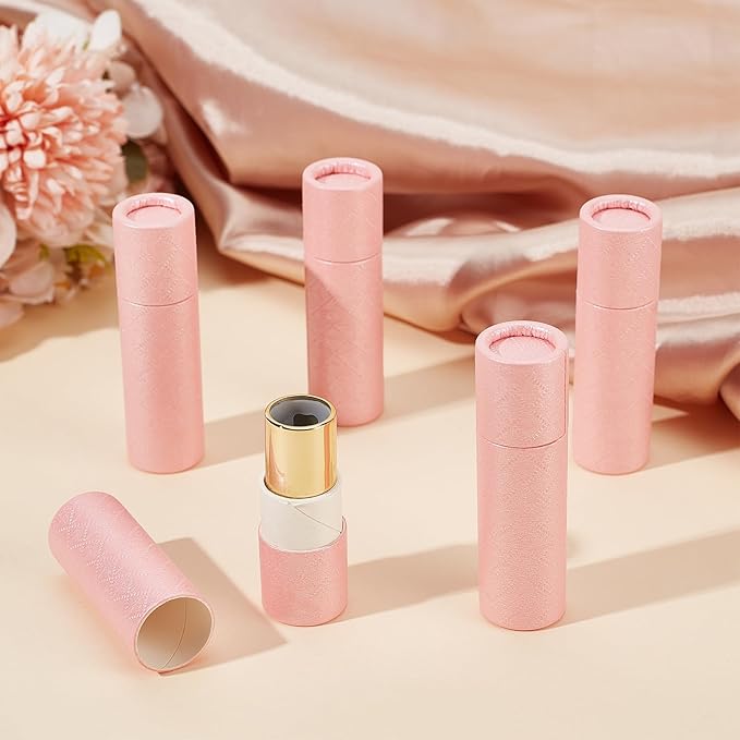NICENEEDED 10 Pcs Paperboard Lip Balm Tubes, Refillable Paper Lipstick Tube, Round Cardboard Empty Lip Gloss Container Solid Perfume Tube Cosmetic Box for DIY Lip Gloss Balm and Chapsticks-VivaGrace Women