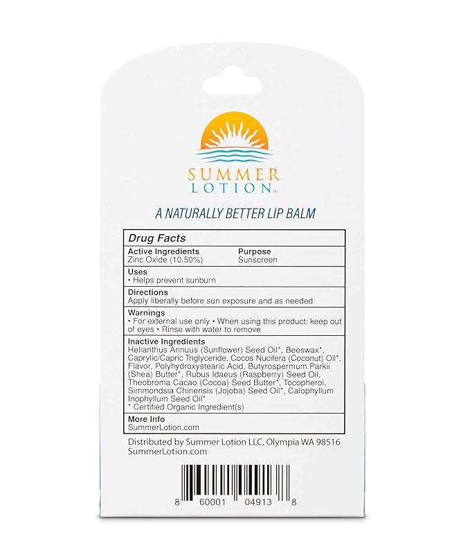 Natural Lip Balm with Zinc Oxide Sunblock by Summer Lotion, SPF 15 Lip Sunscreen 2-Pack, Water Resistant Chapstick, SPF Lip Protection for Everyone, (Coconut)-VivaGrace Women