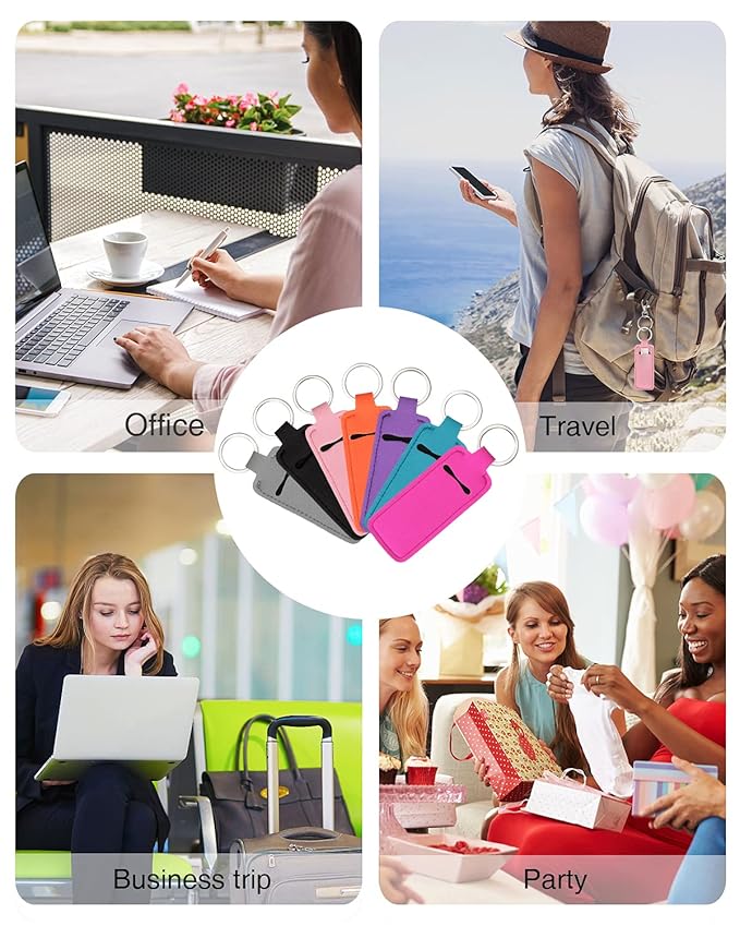 Chapstick Holder Lip Balm Sleeve Pouch Chapstick Holder With Clip Lipstick Lip Gloss Holder Stocking Stuffers Gift for Women (7pcs)-VivaGrace Women