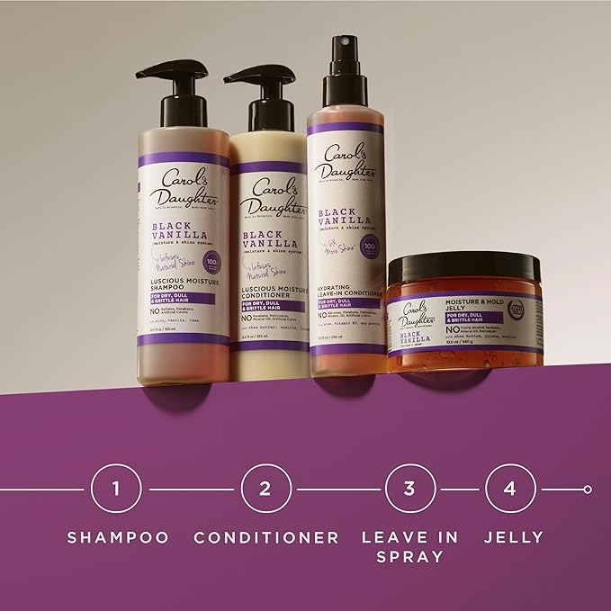 Carol's Daughter Black Vanilla Moisture Sulfate Free Shampoo for Curly, Wavy or Natural Hair, Moisturizing Hair Care for Dry, Damaged Hair, 12 Fl Oz-VivaGrace Women
