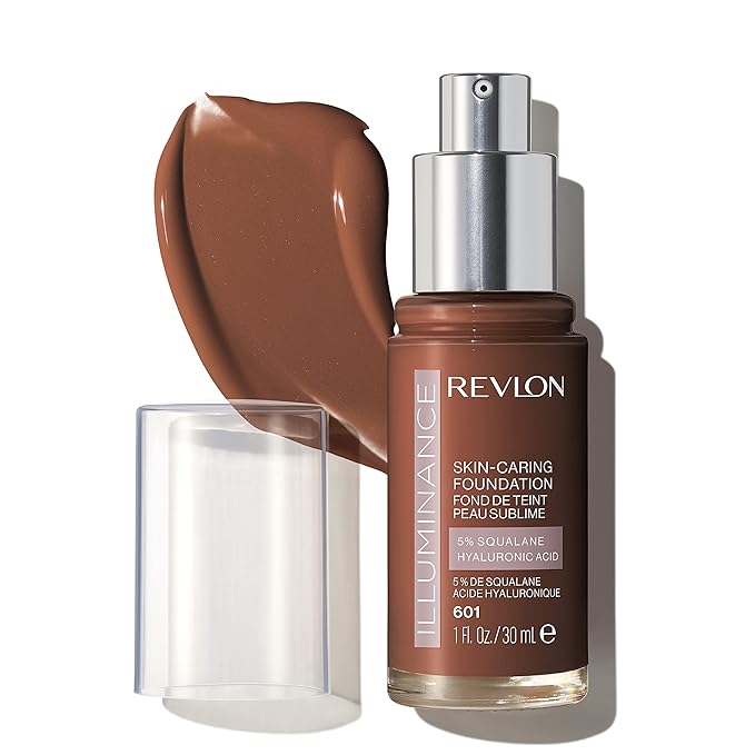 Revlon Illuminance Skin-Caring Liquid Foundation, Hyaluronic Acid, Hydrating and Nourishing Formula with Medium Coverage, 601 Soft Nutmeg (Pack of 1)-VivaGrace Women