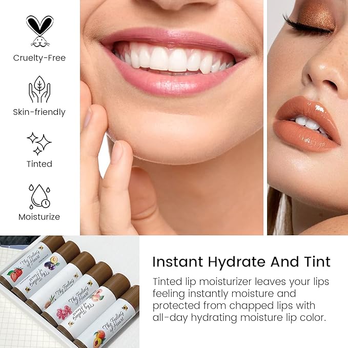 Tinted Lip Balm, Tinted Chapstick 2 in 1 Moisturizing Lip Balm and Buildable Lipstick, Instant Hydration Chapped Lips and Pale Lips, Keep Lips Hydrated Lip Moisturizer, 0.16Oz, Pack of 6-VivaGrace Women