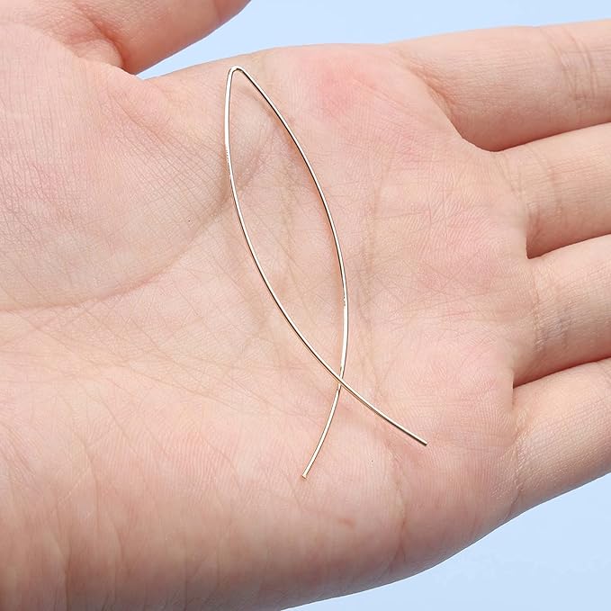 Boho Thin Arch Hoop Earrings Gold Threader Wire Earrings Open Hoop Earrings Minimal Everyday Earrings Jewelry for Women and Girls-VivaGrace Women