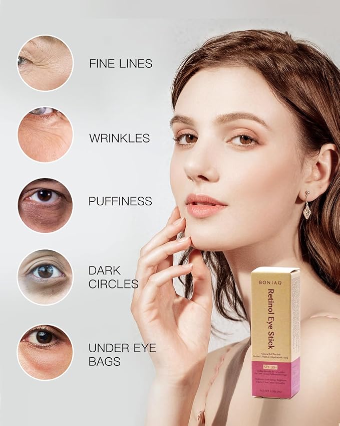 Retinol Eye Stick, Eye Brightener Balm, SPF 30+ Retinol Eye Cream With Hyaluronic Acid, For Dark Circle and Puffiness, Visible Results in 1-2 Weeks, Anti Aging Under Eye Cream for Wrinkles and Bags Reduces Fine Lines, 0.1oz-VivaGrace Women