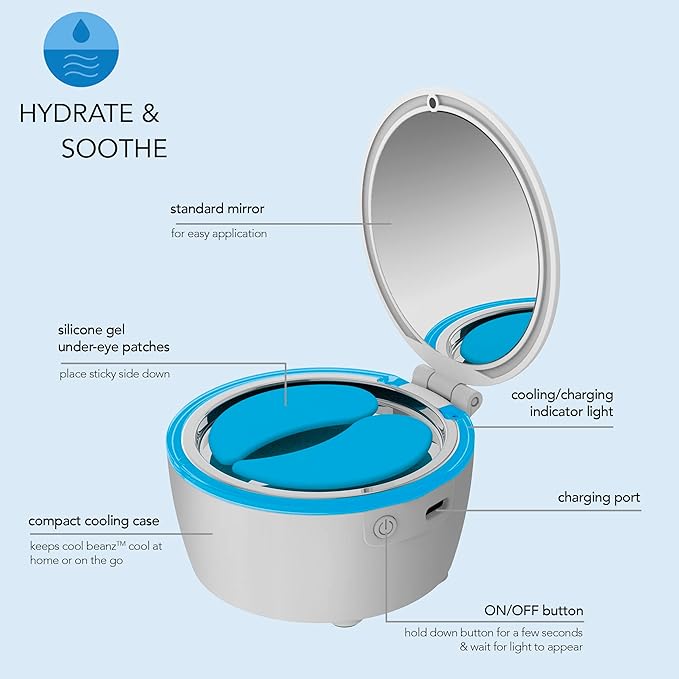 skn by conair Cool Beanz Reusable Under Eye Patches, Rechargeable Cooling Eye Mask to Reduce Dark Circles and Puffiness, and Refresh Tired Eyes-VivaGrace Women