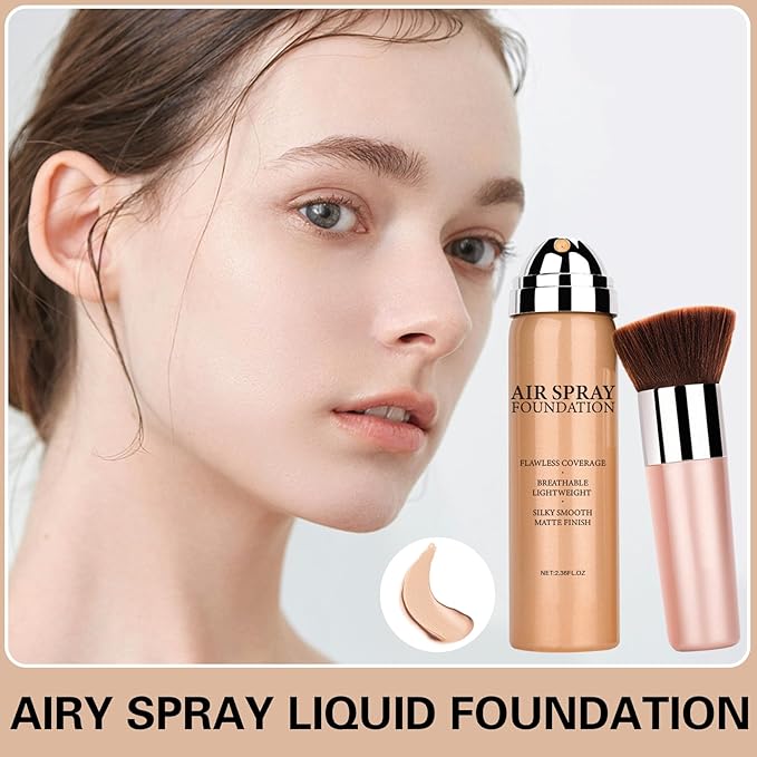 Airbrush Foundation Makeup Spray for Mature Skin Silk Lightweight Airbrush Flawless Setting Spray Foundation Makeup（02# Beige）-VivaGrace Women