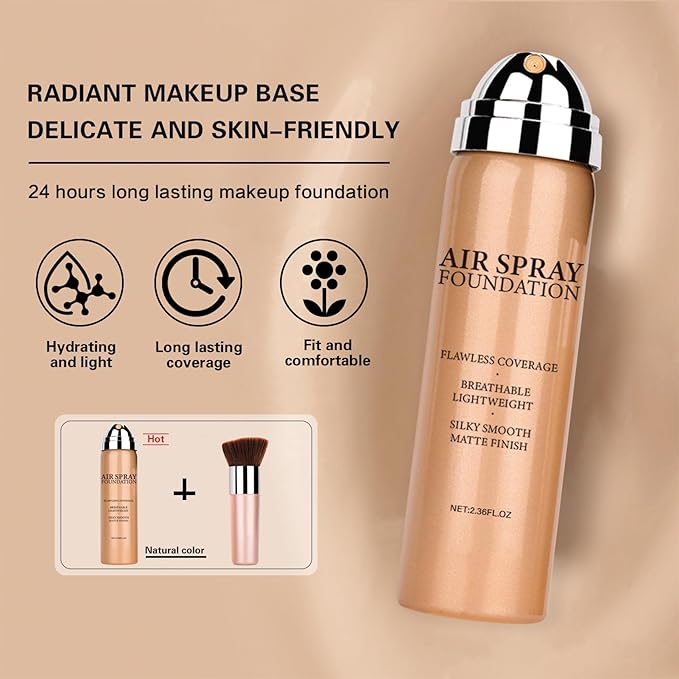 Airbrush Makeup Foundation for Mature Skin Magic Minerals Lightweight Air Makeup Airbrush Makeup Setting Spray for Smooth Radiant Finish（03# Nude Color）-VivaGrace Women