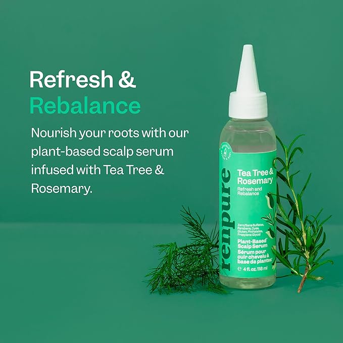 Renpure Tea Tree & Rosemary Scalp Serum, Plant-Based - Refreshing & Rebalancing - For Moisturized, Soft Hair - For Oily/Normal Hair- Tea Tree Leaf Oil, Rosemary Leaf Extract - 4 Fl Oz-VivaGrace Women