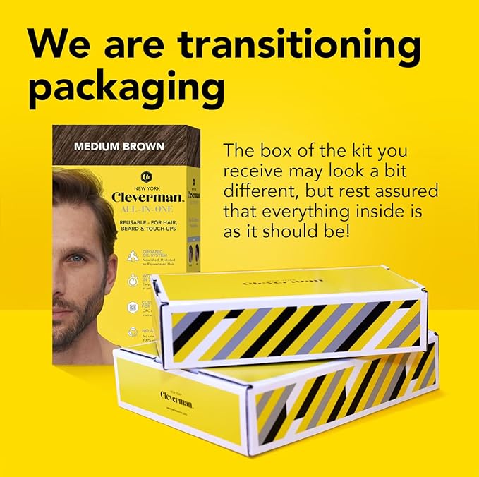 Cleverman Dark Brown Hair & Beard Dye Kit for Men - Natural-Looking Gray Coverage, Professional-Quality, Ammonia-Free for Hair, Beard & Mustache-VivaGrace Women