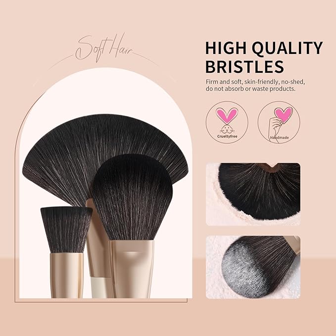 docolor Makeup Brushes Professional 30Pcs Make up Brushes Set Premium Synthetic Kabuki Foundation Blending Brush Face Powder Blush Concealers Eye Shadows Beige-VivaGrace Women