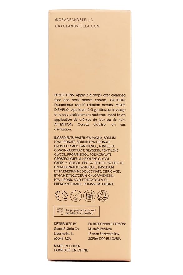 grace & stella Award Winning Hyaluronic Acid Serum (30ml/1 fl oz) Hydrating Hyaluronic Acid Serum for Face - Acido Hialuronico for Women - Remove Fine Lines, Wrinkles, Anti Aging - Vegan Skincare-VivaGrace Women