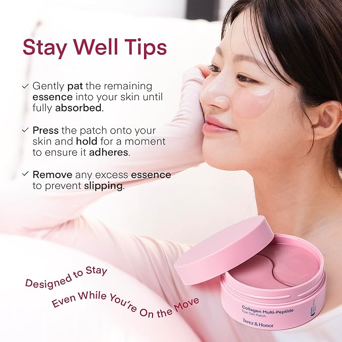 TEREZ & HONOR Peptide Collagen Under Eye Patches - 60 Korean Firming, Glowing & Hydrating Hydrogel Mask for Puffy Eyes, Dark Circles, Wrinkles, Fine Lines, Undereye Bags - Anti-Aging Eye Gel Pads-VivaGrace Women