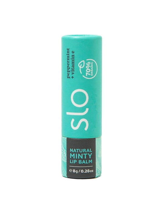 Slo | Natural Lip Balm - All Natural Ingredients, Vegan & Cruelty Free, Hydrating & Soothing, Plastic Free, Paper Packaging | Peppermint + Vitamin E, 0.28oz-VivaGrace Women