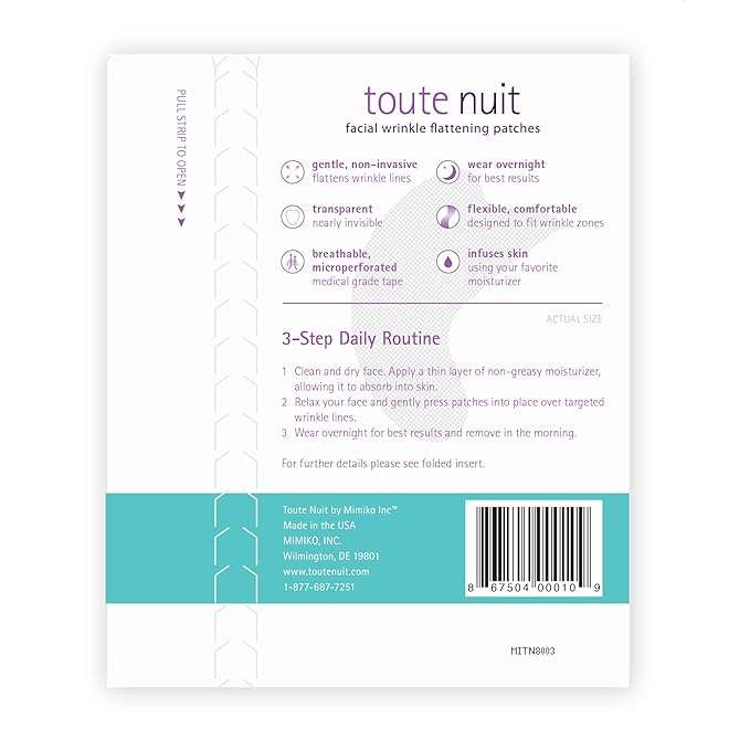 Toute Nuit Wrinkle Patches – Dolphin – Face Tape for Around the Mouth – Hypoallergenic Anti Wrinkle Patches – 20 Count, Made in USA-VivaGrace Women