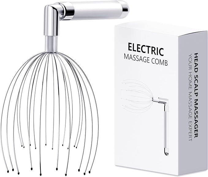 Head Massager Scalp – Electric Scalp Massagers with L-Handle, Waterproof Head Scratchers & Hair Massage Tool with 20 Metal Fingers for Stress Relief and Relaxation-VivaGrace Women