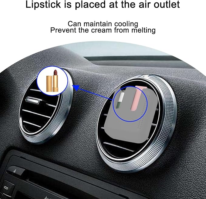 Holder for Car Air Vent, Upright Washable Lip Balm Protector for Women Girls, Auto Interior Space Saving Accessories, Universal for Vehicle, Truck and More（Gray）-VivaGrace Women