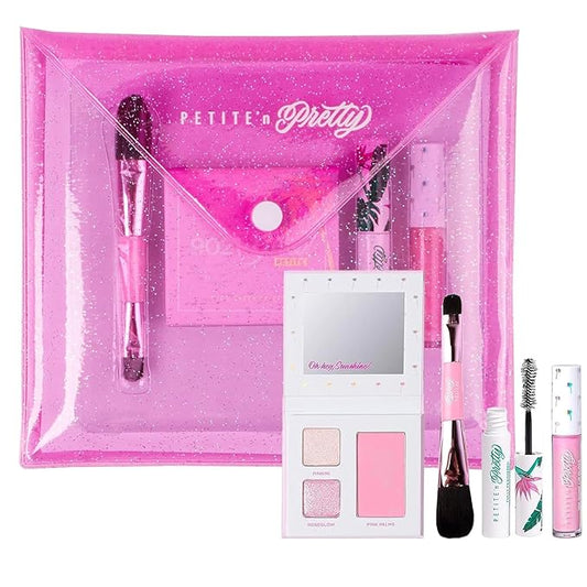 Petite 'n Pretty "Amazon Exclusive" Glow Basics Natural Makeup Starter Gift Set for Kids, Tweens & Teens for Eyes, Cheeks & Lips- Clean, Non Toxic-VivaGrace Women