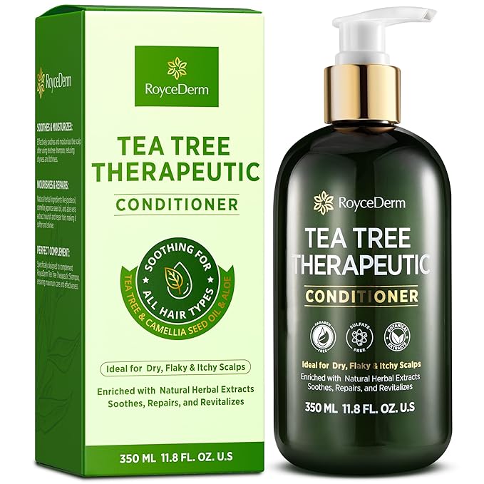 RoyceDerm Tea Tree Conditioner: Hydrating & Soothing Botanical Formula with Tea Tree, Aloe, Camellia Seed Oil, Paraben & Sulfate Free-VivaGrace Women