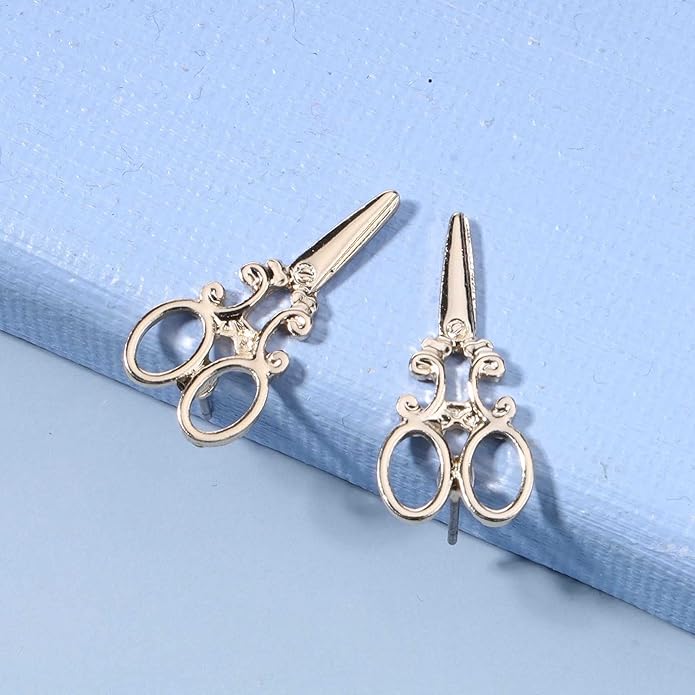 Punk Scissors Stud Earrings Gold Barber Earrings Minimalist Petite Earrings Personalized Earrings for Women and Girls Hair Stylist Gifts-VivaGrace Women