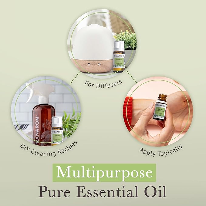 Pranarom USDA Certified Organic Tea Tree Essential Oil (15ml), 100% Pure Undiluted Therapeutic Grade from Zimbabwe for Aromatherapy, Diffuser, Healthy Skin & Hair, Massage, Relaxation-VivaGrace Women