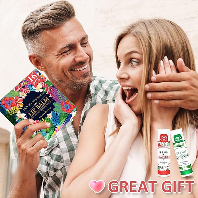 16 Pack Lip Balm, 100% Natural Lip Balm Bulk with Vitamin E and Coconut Oil, Moisturizing Lip Balm for Dry Lips - 16 Flavors-VivaGrace Women