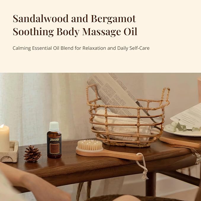 Sandalwood & Bergamot Botanical Massage Oil – Lightweight Body Oil with Jojoba & Almond – Wood & Citrus Aroma for Deep Massage, Fascia Release & Self-Care, 30ml (1.0 fl oz)-VivaGrace Women