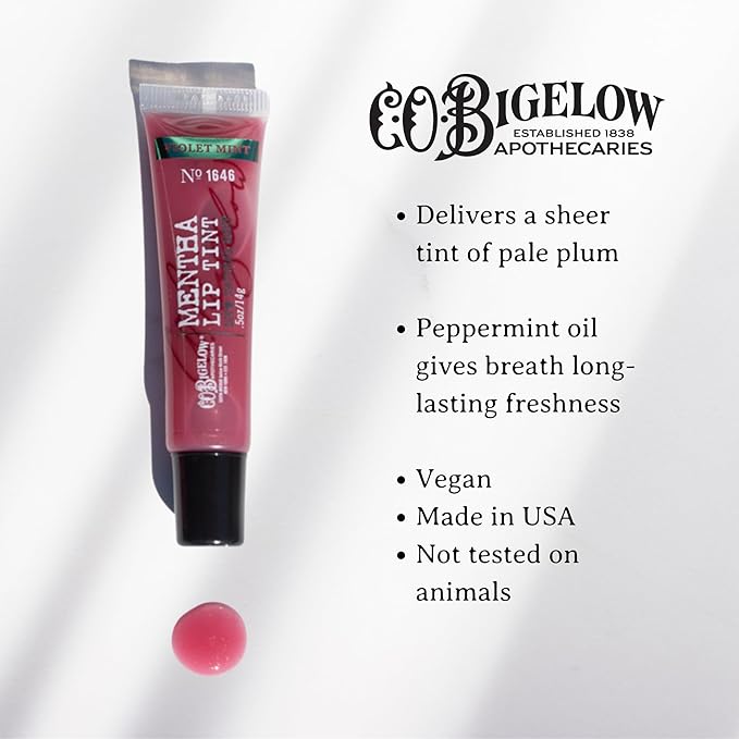 C.O. Bigelow Plum Mint Mentha Lip Tint Trio, Moisturizing Lip Balms for Dry Lips, Light Purple Tinted Lip Gloss, Bulk Lip Balm 3 Pack, 0.5 oz Each-VivaGrace Women
