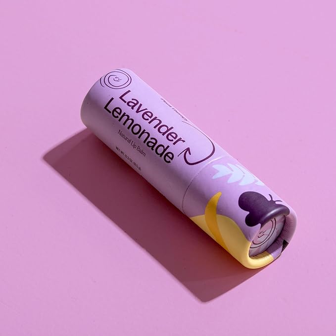 Plant Therapy Lavender Lemonade Natural Lip Balm 0.3 oz (8.5 g) Simple, Natural Ingredients & Packaged in Eco-Friendly Recyclable Cardboard-VivaGrace Women