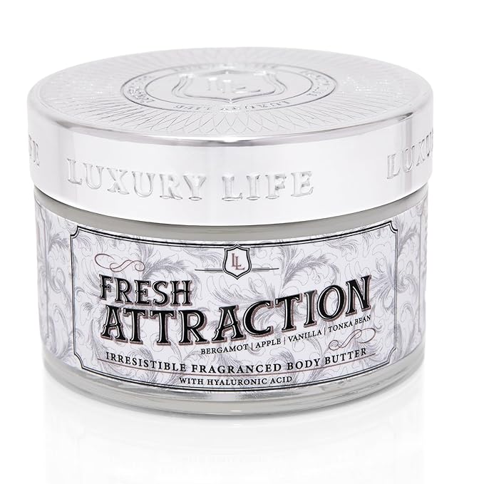LUXURY LIFE BUTTER - Irresistibly Scented Body Butter with Hyaluronic Acid for Ultimate Moisture. Luxurious Natural Fragrance. Hydrates for a Non-Greasy Glamorous Glow, Fresh Attraction, 5 oz.-VivaGrace Women