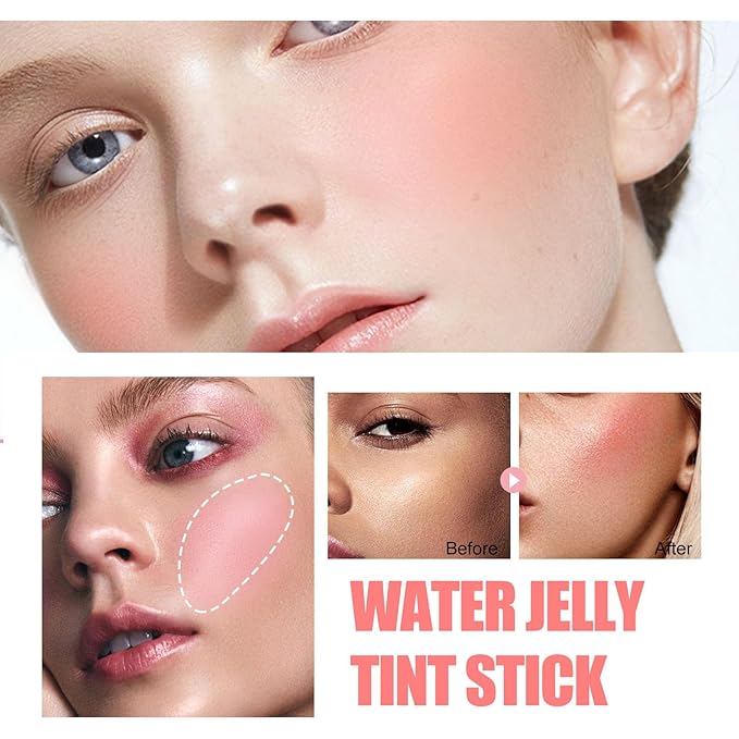 Milk Jelly Blush Cooling Water Jelly Tint, Milk Jelly Tint Jelly Blush Stick, Milk Lip And Cheek Stick, Sheer Lip & Cheek Stain, Jelly Tint Makeup (Pink, Free Size)-VivaGrace Women