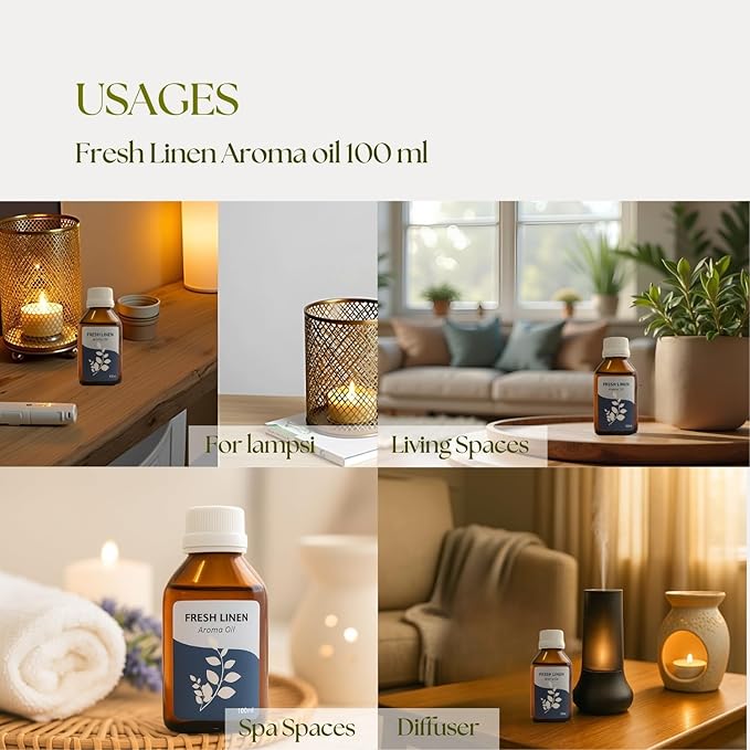 Roots & Above Fresh Linen Aroma Oil 3.38 oz/100ml Perfect for Diffusers, Soap Making, Candles, Lotion, Home Scents, Perfume & Fragrance Oils-VivaGrace Women