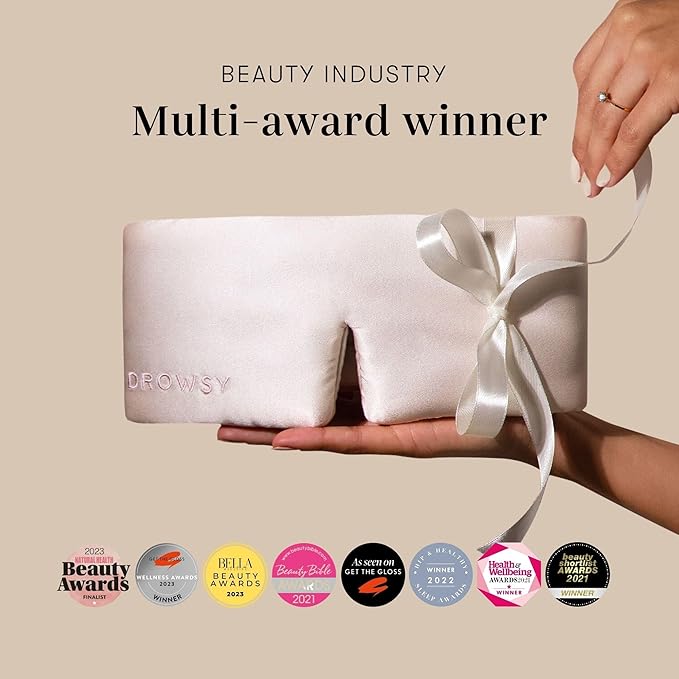 DROWSY Silk Sleep Mask. Face-Hugging, Padded Silk Cocoon for Luxury Sleep in Total Darkness. (Dusty Gold)-VivaGrace Women