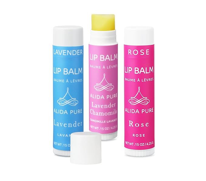Floral Lip Balm Collection, Vegan Lip Balm Set, Beeswax Free, with Avocado Oil, Organic Jojoba Oil, and Vitamin E, Natural Moisturizer for Dry, Chapped or Cracked Lips, 3 Tube Set-VivaGrace Women