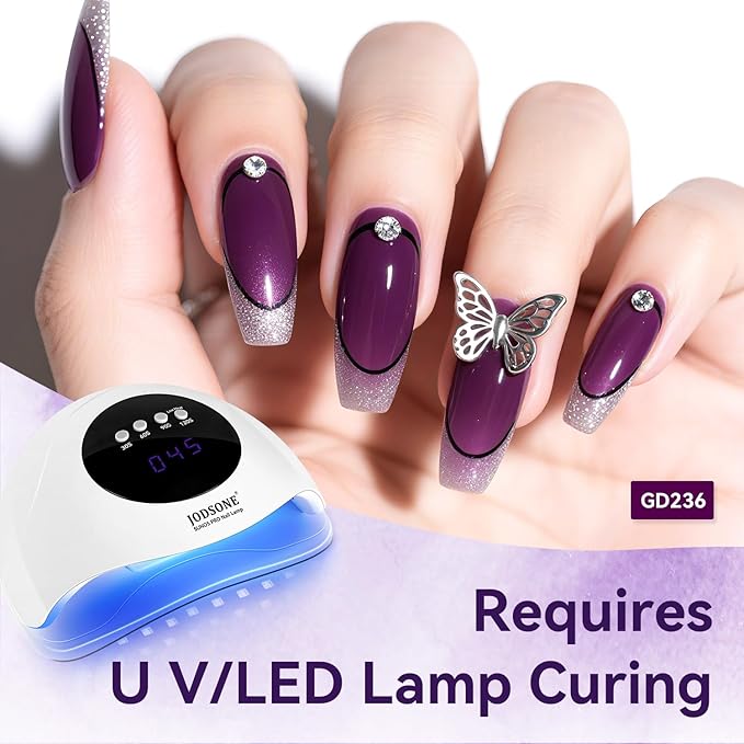 JODSONE Jelly Gel Nail Polish Set of 6 Colors Purple Set for Salon Manicures and DIY Nail Art at Home Need U V Cured Gift for Women-VivaGrace Women