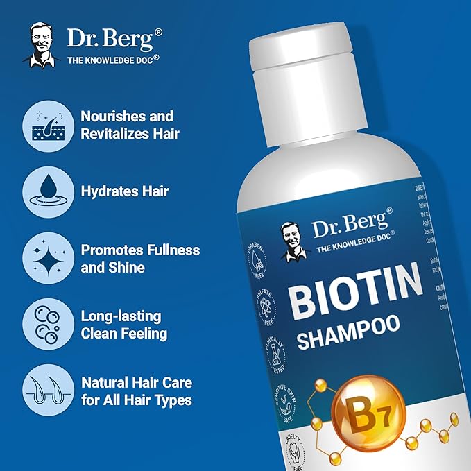 Dr. Berg Biotin Shampoo for Men & Women (Improved High-Performance Formula) - Independently Tested & Certified Paraben- Sulfate- & Silicone-Free - Infused w/Biotin, Argan Oil & Botanicals - 8 Fl oz-VivaGrace Women