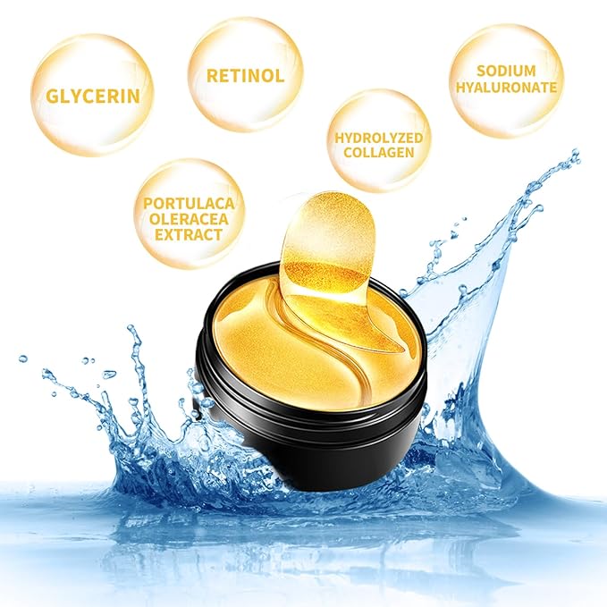 Under Eye Patches, 120 Pcs Golden Under Eye Mask, Eye Treatment Mask for Under Eye Bags, Dark Circles, Puffy Eyes, Fine Lines, Anti-Aging and Anti-Wrinkle, Collagen Eye Mask Skincare-VivaGrace Women