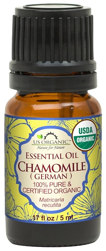 US Organic 100% Pure Blue Chamomile (German) Essential Oil - USDA Certified Organic, Steam Distilled - W/Euro Dropper (More Size Variations Available) (5 ml / 1/6 fl oz)-VivaGrace Women