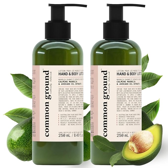 COMMON GROUND Natural Lotion Moisturizer - Paraben & Cruelty Free - Non Greasy, Vegan, Plant-Based, Avocado Oil - All, Men, Women, Eczema, Sensitive Skin (2 x 8.4 fl oz)-VivaGrace Women