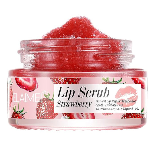 Lip Scrub, Exfoliator & Moisturizer, Lip Repair for Lush Soft Lips, Chapped Dry and Flaky Lips Treatment (Strawberry)-VivaGrace Women