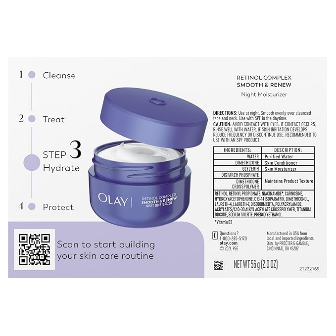Olay Retinol Face Moisturizer, Smooth & Renew Cream for Women, Fragrance-Free - Anti-Aging, Anti-Wrinkle, Smooth Fine Lines, Tightening, Brightening - Recyclable Sustainable Eco Jar, Non-Greasy, 2 Oz-VivaGrace Women