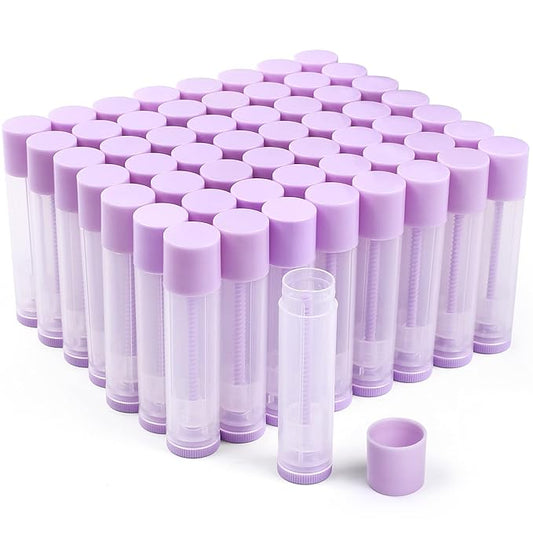 LotFancy Lip Balm Tubes Empty, 60PCS 5.5ml (3/16 Oz), Clear Lip Balm Container Tubes with Purple Caps, BPA Free & Leak Free, Refillable-VivaGrace Women