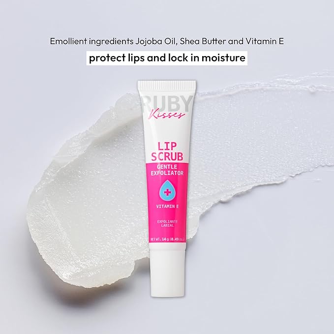 Ruby Kisses Exfoliating Lip Scrub, Gentle Smoothing for Soft Lips, Jojoba & Shea Butter Enriched, Non-Greasy, Hydrating Lip Care, Lightweight for Healthy & Supple Lips-VivaGrace Women