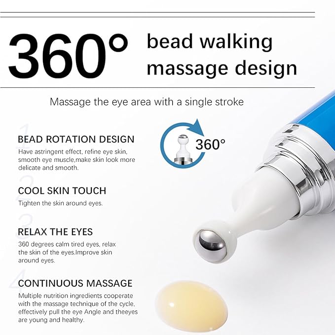 5% Caffeine Eye Serum,Caffeine Eye Cream with Massage Roller Ball,Under Eye Cream for Dark Circles,Puffiness,Under Eye Bags,Moisturizing Cream Eye Bags Fine Lines Wrinkle Treatment for Women and Men-VivaGrace Women