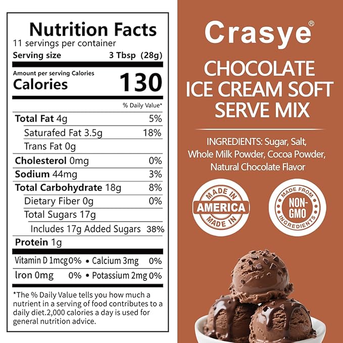 Ice Cream Mix Chocolate Soft Serve Mix Soft Serve Mixes Base Powder Homemade for Ice Cream Maker Machine - 10 Ounce