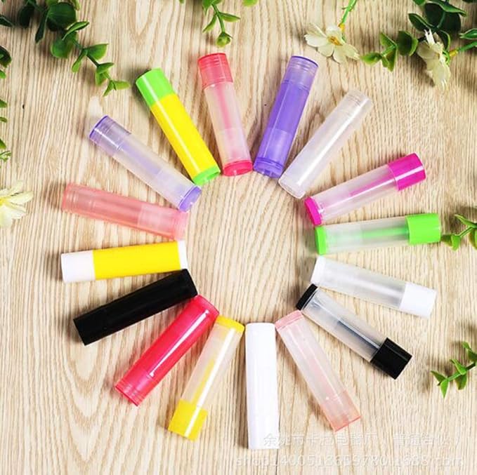 5ml 50 Pcs Empty Clear Lip Balm Tubes Containers with Twist Bottom and Multi Color Caps for Making Lip Balm,DIY Cosmetic Tubes-VivaGrace Women