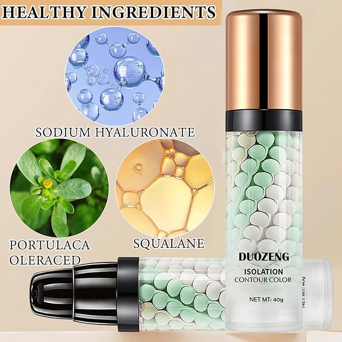 1 Pcs One Step Color Corrector,Natural Isolation Cream,Face Primer Makeup Tricolor Moisturizer,Oil Control & Moisturizing Skin Tone Correcting Primer Concealer Foundation Set B-VivaGrace Women