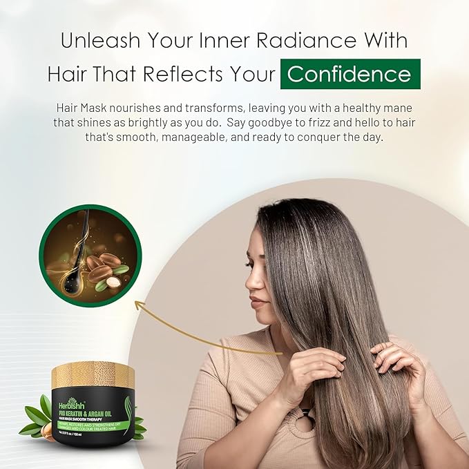 Herbishh Argan Hair Mask-Deep Conditioning & Hydration For Healthier Looking Hair- for very Dry, Weak, Stressed Out Hair, No Sulphates, No Parabens (150 ML)-VivaGrace Women