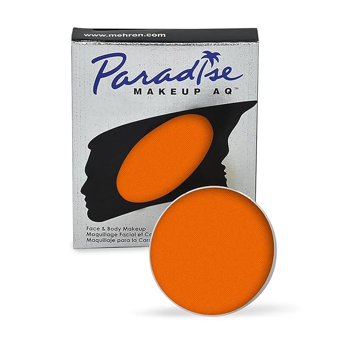 Mehron Makeup Paradise Makeup AQ Refill Size | Stage & Screen, Face & Body Painting, Beauty, Cosplay, and Halloween | Water Activated Face Paint, Body Paint, Cosplay Makeup .25 oz (7 ml) (Orange)-VivaGrace Women