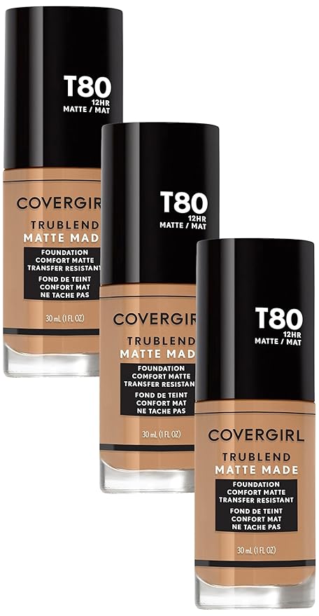 COVERGIRL TruBlend Matte Made Liquid Foundation, Toasted Caramel (Pack of 3)-VivaGrace Women